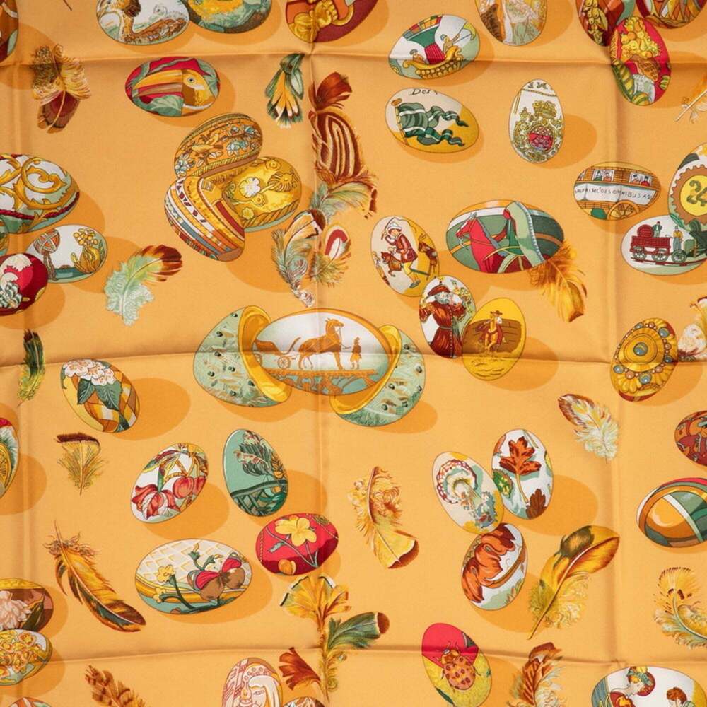 HERMES Brown Silk Scarf - Picture 4 of 9